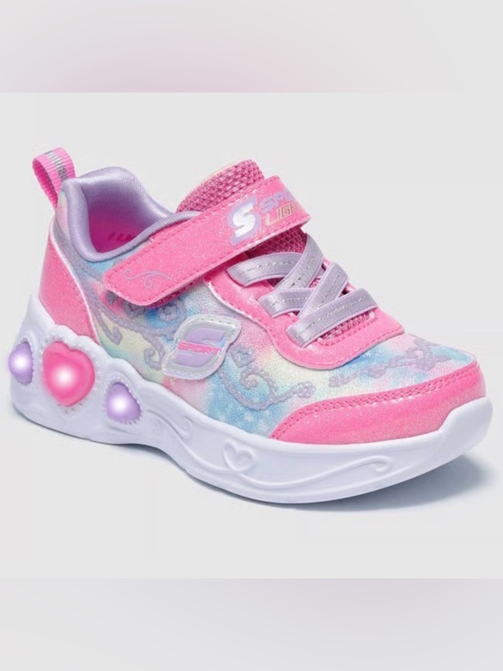 Skechers Girls Pink Pastel Light-Up Heart Sneakers 10T